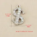 Zirkon besetzter Dollarzeichen Metall Anhänger DIY Zubehör, silberfarbene Kupferbasis, 13x8mm. - Gold