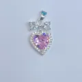 Silberfarbener rosa Zirkon Herz Schleife Anhänger DIY Schmuck Zubehör Variante Stück. - Silberne Basis Rosa Herz Schleife Strass Stil (17)