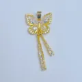 Vergoldeter Messing Mikro Pflaster Zirkonia Schmetterling Quaste Anhänger DIY Schmuck Zubehör - Goldene Basis Schmetterling Doppelschicht Quaste Strass Stil (19)