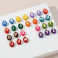 Set van kleurrijke emaille letterbedels, A-Z alfabet hangers voor DIY sieraden - Letter A Stijl (Alleen Hanger) / Goud-Donkerrood
