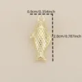 18K gold plated copper 3D fish pendant, creative DIY jewelry accessory charm, detailed view. - Gold