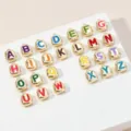 Bunte emaillierte quadratische Buchstaben Anhänger, 18k vergoldete DIY Schmuckstücke. - Buchstabe A / 9mm x 11mm / Gold / Dunkelrot