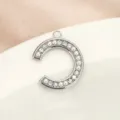 Exquisite letter C pendant detail featuring sparkling rhinestones and elegant pearls for DIY jewelry. - Silver