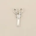 Silver scissor pendant with sparkling zircon, delicate handmade DIY necklace charm - Silver