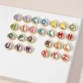 Vergoldete bunte Emaillierte 26 Alphabet Buchstaben Anhänger für DIY Halskette Schmuck Details - Buchstabe A / Goldener Buchstabe-Tiefrot