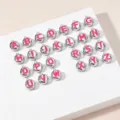 Zilveren ronde metalen letterbedels met roze geëmailleerde letters A tot Z voor DIY sieraden. - Letter A / Rozerood / Zilver