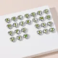 Hartvormige geëmailleerde alfabet bedels van metaal voor DIY sieraden accessoires set - Letter A / Zilveren Letter - Olijfgroen