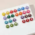 Colorful dopamine enamel alphabet charms pendant DIY jewelry making accessories A-Z - Style A / Silver Letter - Olive Green
