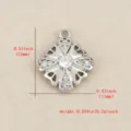 Pendentif fleur creuse quatre pétales zircon plaqué or bricolage accessoire pour bijoux - Argent