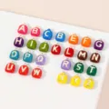 Ciondoli Alfabeto Smaltato Colorato Charm Lettere Bordo Oro Accessori Gioielli Fai da Te - Set Alfabeto Completo (A-Z) / 26 Pezzi/Confezione / Quadrato - Lettera Dorata
