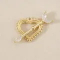 Gold Cupid arrow heart hollow pendant DIY jewelry accessory, delicate crystal detail for crafts. - Gold