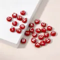Close-up detail of red enamel alphabet letter charms, glossy finish DIY jewelry parts. - Style A / Silver Letter - Deep Red