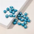Enamel letter pendant oval copper DIY jewelry accessories detail close up view charm style. - Silver Letter-Blue (C)