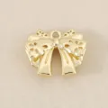 Gold hollow double layer bow pendant, delicate DIY jewelry accessory for handmade necklace. - Double Layer Hollow Bow Pendant (PJ1796) / Gold