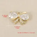 Gold plated cubic zirconia bow pendant charm for DIY handmade earrings necklaces jewelry making - Gold