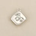 Close-up of a silver rhombus cherry charm pendant, perfect for DIY jewelry and accessories. - Silver