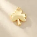 Gold plated solid three-leaf clover charm pendant for DIY necklace jewelry making. - Gold
