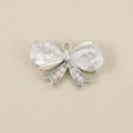 DIY Cubic Zirconia Bow Pendant Charm for Handmade Necklace Earring Jewelry Making Accessories - Silver