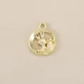 Gold plated brass hollow rabbit and carrot pendant detail shot, ideal for DIY jewelry making. - Gold