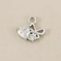 Squisito Pendente Cuore Forma Zircone Farfalla DIY Collana Orecchino Accessorio - Bow Combination / Argento