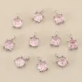Runder rosa Zirkonia 4-Krappen Anhänger Charm für DIY Halskette Armband Schmuckherstellung. - 4mm / Silber-Rosa