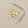 Gold plated cubic zirconia four leaf pinwheel pendant diy jewelry accessory charm 2.4cm - Four-Leaf Windmill (PJ1377) / Gold