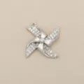 Detail shot of silver pinwheel pendant, exquisite pave cubic zirconia, stylish jewelry charm. - Four-Leaf Windmill (PJ1377) / Silver