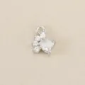 Silver-tone pet cat dog paw charm pendant with cubic zirconia heart detail, DIY jewelry. - Silver