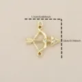 Gold plated bow arrow pendant with zircon crystal, DIY jewelry making craft component 1.8cm - Gold