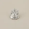 Detailed view of silver crown charm, showing layered metal waves for DIY jewelry. - Crown Style / 1.1cm / Silver