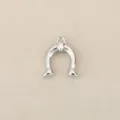 Silver horseshoe pendant detail, metal DIY jewelry charm accessory, close-up view. - Silver