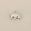 Silver elephant pendant DIY jewelry accessory, exquisite engraved swirls and cute design. - Silver