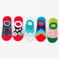 Assorted pattern low-cut invisible boat socks set, breathable cotton summer short socks. - Multicolor Mix 2