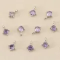 Ronde paarse zirkoon DIY sieraden bedels, verzilverde dubbele lus hanger accessoires. - Paars / Zilver
