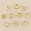 Vergoldete runde gelbe Zirkonia 4-Kralle Anhänger DIY Schmuck Zubehör für Accessoires - 4mm / Goldgelb