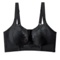 Soutien-gorge noir en dentelle grande taille avec armatures, bretelles larges et motifs. - 34/75B / Noir