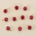 Vergoldete rote Zirkonia runde Anhänger mit 4 Krappen für DIY Schmuckherstellung Zubehör - 4mm / Gold Rot