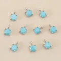 Runder Zirkonia Anhänger Detail für DIY Schmuckherstellung und Halsketten Design - 4mm / Silber Türkis