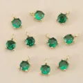 Vergoldeter grüner Zirkonia runder Anhänger DIY Schmuckherstellung Zubehörteile - 4mm / Gold Grün