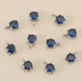 Runde blaue Zirkon Anhänger mit vier Krappen für DIY handgemachte Schmuck Zubehör. - 4mm / Silber Königsblau
