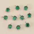 Runder grüner Zirkonia vier Krappen Anhänger DIY Schmuck Zubehör für handgemachte Ketten Armbänder. - 4mm / Silber/Grün