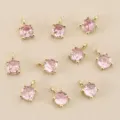Vergoldeter runder rosa Zirkon Vierkroene Anhänger DIY Schmuck Zubehör Bestandteil - 4mm / Gold Rosa