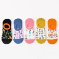 Multi-color printed low-cut boat socks set, thin summer non-slip cotton socks variant. - Mixed Color Set 3
