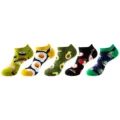 5 Pairs Men Women Cotton Short Socks Food Pattern Fun Casual Low Cut Boat Socks Cute - One Size / Fun Food Set