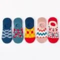 5 Paar Baumwolle unsichtbare Bootssocken flach bunte gemusterte Freizeitsocken Sommer - Farbmix Set 12