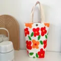Sac fourre-tout pour tasse, joli imprimé floral housse isotherme portable. - Fleurs Rouges et Jaunes