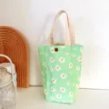 Sac fourre-tout en toile à marguerites vertes mignon sac de tasse de thermos portable - Imprimé Marguerite Verte