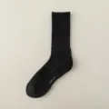 Black mens long athletic socks, ribbed cotton crew socks with grip sole for sports and daily wear - Long Socks / Black