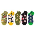 Niedliche Cartoon Lebensmittel Druck niedrige Knöchelsocken 5er Set Damen Herren Sommersocken - Einheitsgröße / Lustiger Cartoon-Mix
