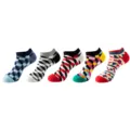 5 pairs of colorful patterned low cut boat socks for men and women, breathable cotton summer short socks. - One Size / Geometric Print Set